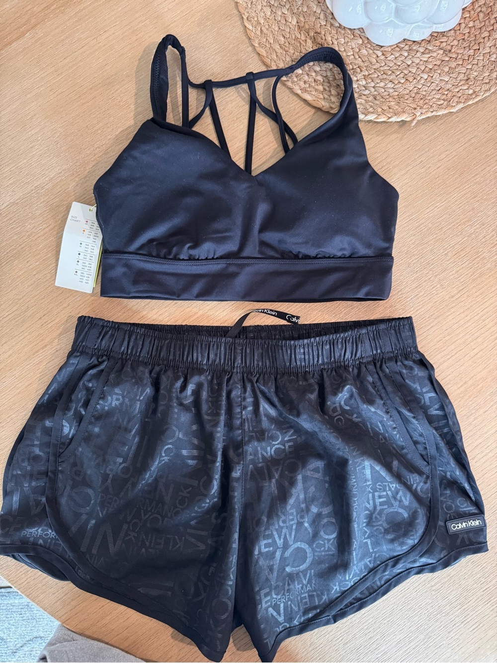 Calvin Klein Black athletic shorts and all in motion sports bra NWT